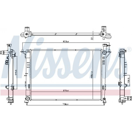 Radiador. resfriamento do motor O radiador do motor se encaixa. HYUNDAI SANTA FE III KIA SORENTO III 2.4-3.3 04.15-Nissens 606824