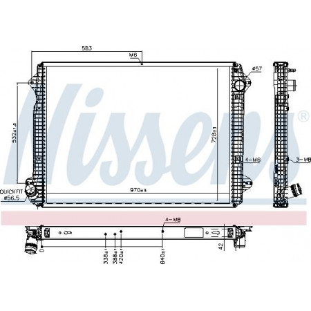 Termosifone. raffreddamento motore Radiatore motore con telaio adatto. SCANIA LPGRS DC07.108-OC13.101 09.16- SCANIA L,P,G,R,S - serie (N323), Semirimorchio, 08.2016 - Nissens 606320