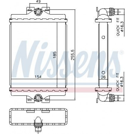 Radiator. motorkoeling Motorradiator past. BMW 1 F20 1 F21 2 F22 F87 2 F23 3 F30 F80 3 F31 3 GRAN TURISMO F34 4 F32 F82 4 F33 Nissens 606296