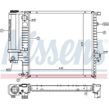 Radiador. Refrigeración del motor Se adapta al radiador del motor Automático-Manual. BMW 3 E30 3 E36 Z3 E36 1.6-2.8 -01.03 BMW 3 - III (E36), Compartimento, 10.1991 - 05.1999 Nissens 60623