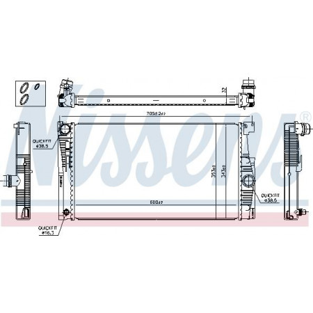 Radiator. motorkoeling Motorradiator past. BMW 5 F10 5 F11 1.6-2.0 BMW 5 Gran Turismo VI (F07), Hatchback, 01.2009 - 02.2017 Nissens 60842