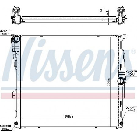 Radiator. motorkoeling Motorradiator past. BMW X3 F25 3.0 BMW X3 - II (F25), Crossover, 09.2010 - 08.2017 Nissens 60811