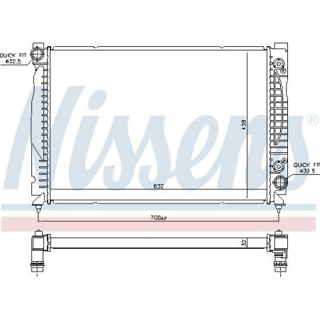 Radiator. motorkoeling Motorradiator past. AUDI A6 C5 2.7 AUDI A6 II (4B2, C5), Sedan, 01.1997 - 08.2005 Nissens 60316