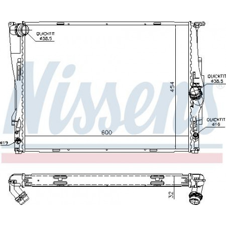 Radiador. Refrigeración del motor Radiador automático del motor con los primeros elementos adecuados. BMW 1 E81 1 E82 1 E87 1 E88 3 E90 3 E BMW 3 - V (E93), Cabrio, 05.2006 - 12.2013 Nissens 60786A