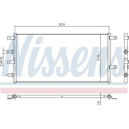 Radiador. Refrigeración del motor Se adapta al radiador del motor auxiliar. IVECO DAILY V DAILY VI 3.0D IVECO DAILY VI (IS35SC2AA), Bastidor de soporte, 03.2014 - Nissens 61966