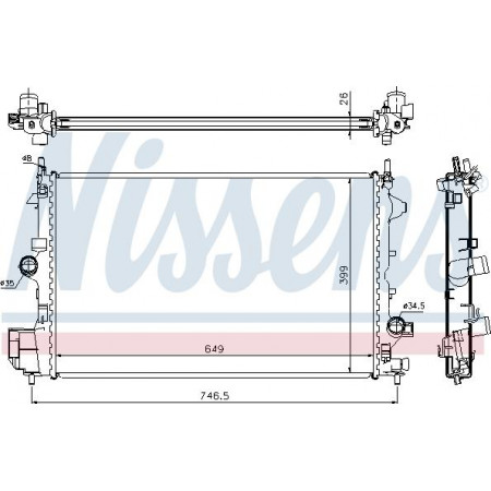Radiador. resfriamento do motor Radiador do motor Ajustes manuais. CADILLAC BLS FIAT CROMA CROMA-KOMBI OPEL SIGNUM VECTRA C VECTRA C GT OPEL VECTRA C (Z02), Turismo, 10.2003 - 01.2009 Nissens 61914A