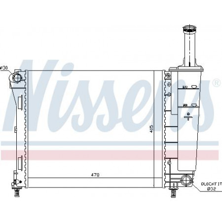 Termosifone. raffreddamento del motore Il radiatore del motore si adatta. FIAT 500 500 C PANDA FORD KA 1.2-1.2GPL FIAT 500 C II (312_), Cabriolet, 09.2009 - Nissens 61936