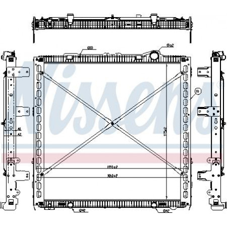 Radiador. refrigeración del motor Radiador de motor compatible con bastidor EURO 6. DAF XF 106 XG XG MX-11320-MX-13390 10,12-DAF XF (H4SN3), 10,2012-Nissens 61449