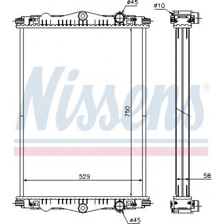 Radiator. engine cooling Engine radiator without frame fits. DAF CF 65 LF 55 CE184C-GR210S1 01.01- DAF CF 65, Support frame, 01.2001 - 05.2013 Nissens 614440