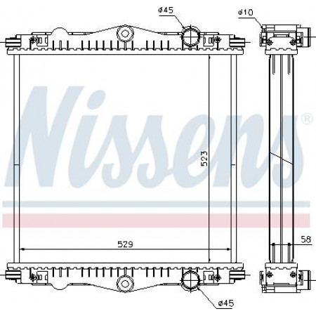 Radiator. motorkoeling Motorradiator zonder frame past. DAF LF 45 LF 55 BE110C-FR136S1 01.01- DAF LF 55 (AE55), 01.2001 - Nissens 614450