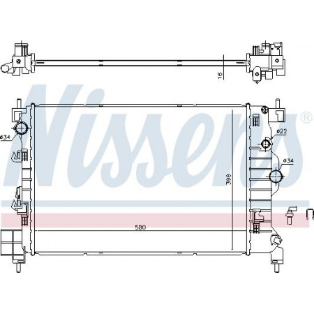 Radiator. motorkoeling Motorradiator past. CHEVROLET AVEO TRAX OPEL MOKKA - MOKKA X 1.6-1.8 OPEL MOKKA / MOKKA X (J13), Crossover, 06.2012 - Nissens 61697