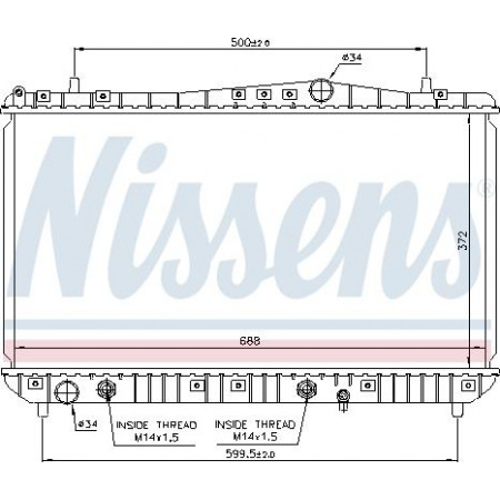 Radiator. motorkoeling Motorradiator past. CHEVROLET REZZO DAEWOO TACUMA - REZZO 1.6-1.8-2.0 DAEWOO REZZO (U100), Van, 06.2000 - Nissens 61665