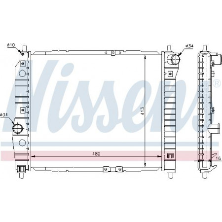 Radiador. resfriamento do motor Radiador do motor Ajustes manuais. CHEVROLET AVEO - KALOS DAEWOO KALOS NUBIRA 1.2-1.6 CHEVROLET AVEO / KALOS (T200), Hatchback, 02.2003 - 05.2008 Nissens 61636