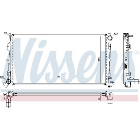 Radiator. engine cooling Engine radiator Manual with the first suitable elements fits. CHRYSLER VOYAGER IV 2.8D CHRYSLER VOYAGER IV (RG, RS), Van, 09.1999 - 12.2008 Nissens 61018A
