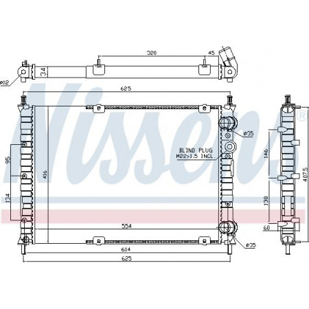 Radiator. motorkoeling Motorradiator past. FIAT BRAVA BRAVO I MAREA MULTIPLA 1.9D FIAT MAREA (185_), Sedan, 05.1996 - 12.2007 Nissens 61879A