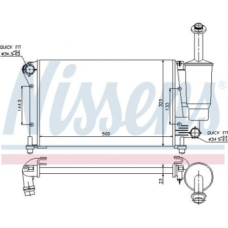 Termosifone. raffreddamento motore Radiatore motore Adattamento manuale. FIAT PANDA PANDA-HATCHBACK 1.1-1.4CNG FIAT PANDA II (169_), Hatchback Van, 03.2004 - Nissens 617845