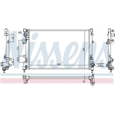 Termosifone. raffreddamento del motore Il radiatore del motore si adatta. FIAT 500 Elettrica FIAT 500 (312_), Hatchback, 07.2007 - Nissens 617859