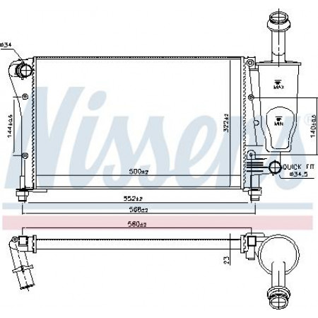 Termosifone. raffreddamento motore Radiatore motore Adattamento manuale. FIAT PANDA PANDA-HATCHBACK 1.1-1.4CNG FIAT PANDA II (169_), Hatchback Van, 03.2004 - Nissens 617853