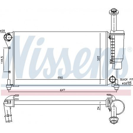 Radiador. resfriamento do motor O radiador do motor se encaixa. FIAT PANDA PANDA HATCHBACK 1.2-1.4CNG FIAT PANDA II (169_), Hatchback Van, 03.2004 - Nissens 617852