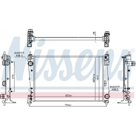 Radiator. motorkoeling Motorradiator past. FIAT BRAVO II LANCIA DELTA III 1.9D-2.0D FIAT BRAVO II (198_), Hatchback, 11.2006 - Nissens 617868