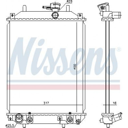 Radiador. resfriamento do motor O radiador do motor se encaixa. DAIHATSU CUORE VI TREVIS 1.0 DAIHATSU TREVIS (L65), Hatchback, 06.2006 - Nissens 61739
