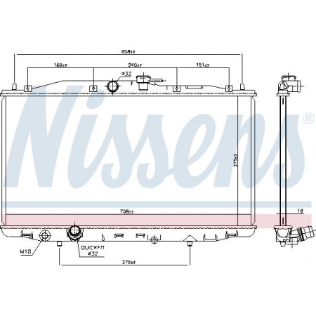 Radiator. engine cooling Engine radiator Manual fits. HONDA ACCORD VII 2.0 -05.08 HONDA ACCORD VII Tourer (CM, CN), Tourism, 04.2003 - 05.2008 Nissens 68604