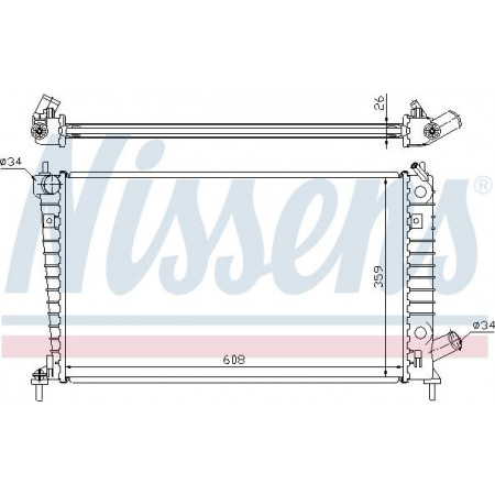 Radiator. motorkoeling Motorradiator past. SAAB 9-5 2.0-2.3-2.3ALK SAAB 9-5 (YS3E), Touring, 10.1998 - 12.2009 Nissens 68004A