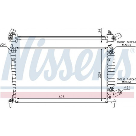 Radiator. motorkoeling Motorradiator past. SAAB 9-5 2.0-2.3-2.3ALK SAAB 9-5 (YS3E), Sedan, 09.1997 - 12.2009 Nissens 68005A