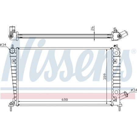 Radiator. motorkoeling Motorradiator past. SAAB 9-5 2.0-2.3 SAAB 9-5 (YS3E), Sedan, 09.1997 - 12.2009 Nissens 68000A