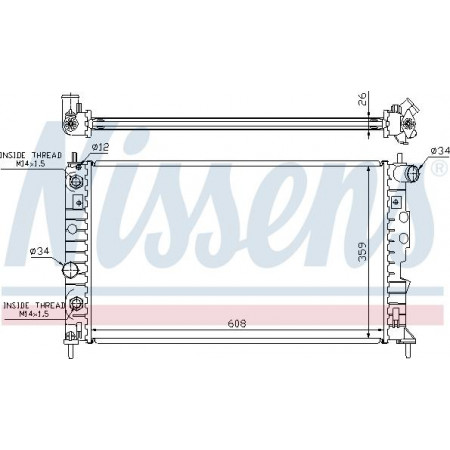 Radiator. motorkoeling Motorradiator past. SAAB 9-5 1.9D-3.0D SAAB 9-5 (YS3E), Touring, 10.1998 - 12.2009 Nissens 68003A
