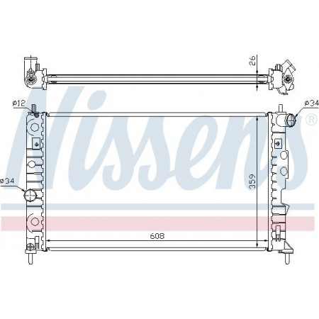 Radiator. motorkoeling Motorradiator past. SAAB 9-5 1.9D-3.0D SAAB 9-5 (YS3E), Sedan, 09.1997 - 12.2009 Nissens 68002A
