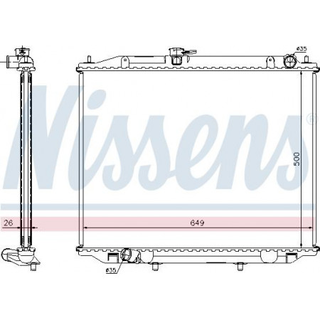Radiator. engine cooling Engine radiator with the first matching elements fits. NISSAN TERRANO II 3.0D NISSAN TERRANO II (R20), Van, 06.1998 - 09.2007 Nissens 68706A