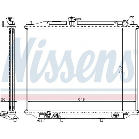 Radiator. engine cooling Engine radiator with the first matching elements fits. NISSAN TERRANO II 3.0D NISSAN TERRANO II (R20), Crossover, 10.1992 - 09.2007 Nissens 68707A