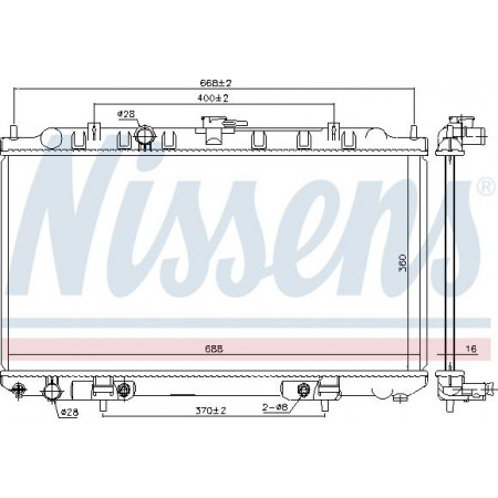 Radiator. motorkoeling Motorradiator past. NISSAN ALMERA II 1.8 NISSAN ALMERA II (N16), Hatchback, 01.2000 - Nissens 68739