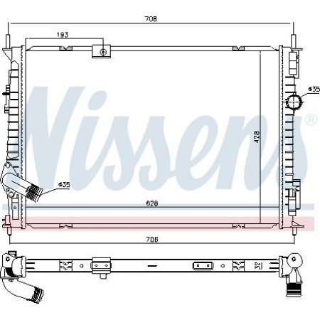 Radiador. resfriamento do motor O radiador do motor se encaixa. NISSAN QASHQAI I 1.6D NISSAN QASHQAI / QASHQAI +2 I (J10, NJ10, JJ10E), Crossover, 12.2006 - 04.2014 Nissens 68733