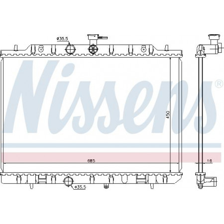 Radiator. motorkoeling Motorradiator past. NISSAN X-TRAIL II 2.0-2.5 NISSAN X-TRAIL (T31), Crossover, 03.2007 - 12.2018 Nissens 68724