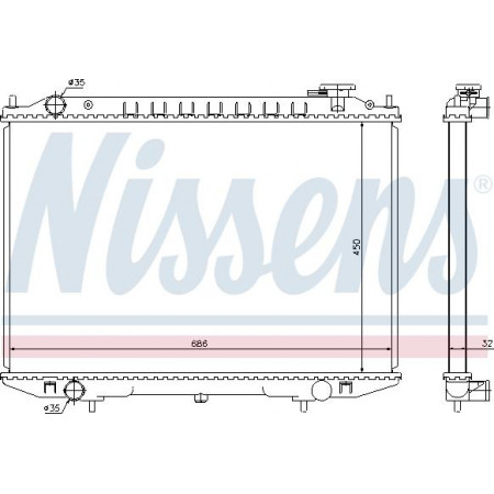 Radiator. motorkoeling Motorradiator past. NISSAN NAVARA PICK UP 2.5D NISSAN PICK UP (D22), Ridica, 01.1997 - Nissens 68721