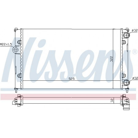 Radiator. engine cooling Engine radiator Manual fits. SEAT CORDOBA CORDOBA VARIO IBIZA II INCA VW CADDY II CADDY II-MINIVA VW CADDY II (9K9A), Box/MPV, 11.1995 - 01.2004 Nissens 639961