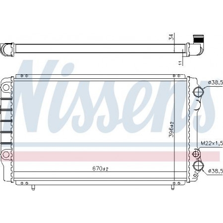 Radiator. motorkoeling Motorradiator past. OPEL ARENA RENAULT TRAFIC 2.1D-2.5D RENAULT TRAFIC (PXX), Draagframe, 03.1989 - 03.2001 Nissens 63912A