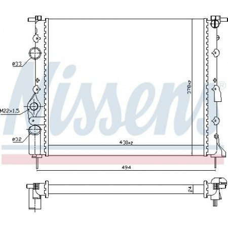 Radiator. engine cooling Engine radiator fits. DACIA LOGAN LOGAN EXPRESS LOGAN MCV SANDERO SOLENZA NISSAN KUBISTAR RENAULT RENAULT CLIO II (SB0/1/2_), Hatchback Van, 09.1998 - Nissens 639371