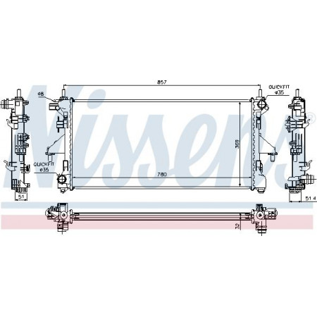 Radiator. engine cooling Engine radiator fits. DS DS 3 CITROEN C2 C2 ENTERPRISE C3 AIRCROSS II C3 I C3 II C3 III C3 PLURY PEUGEOT BOXER (Y), Van, 04.2006 - Nissens 63555A