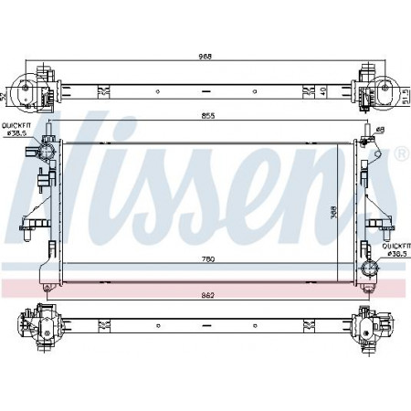 Termosifone. raffreddamento del motore Il radiatore del motore si adatta. FIAT DUCATO 2.0D-2.3D FIAT DUCATO (250_, 290_), Telaio di supporto, 07.2006 - Nissens 63567