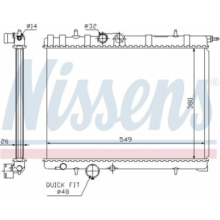Radiator. motorkoeling Motorradiator past. PEUGEOT 206 206 1.4-2.0D PEUGEOT 206 (2A/C), Hatchback, 08.1998 - 12.2012 Nissens 63697