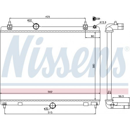 Radiator. motorkoeling Motorradiator past. ALFA ROMEO 33 ARNA CITROEN C5 III PEUGEOT 407 407-KOMBI 508 I 508-KOMBI 1.2 PEUGEOT 508 SW I (8E_), Touring, 11.2010 - 12.2018 Nissens 636009