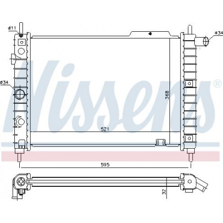 Radiator. engine cooling Engine radiator fits. OPEL KADETT E KADETT E COMBO KADETT E-KOMBI 1.6D-1.7D-2.0 VAUXHALL ASTRA Mk II (T85), Touring, 09.1984 - 08.1991 Nissens 63058A