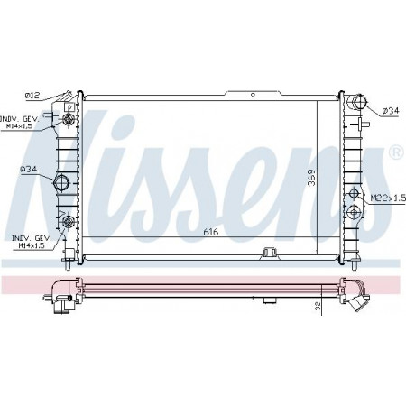 Radiator. motorkoeling Motorradiator past. OPEL CALIBRA A VECTRA A 1.4-2.0 OPEL VECTRA A (J89), Sedan, 08.1988 - 12.1995 Nissens 630641