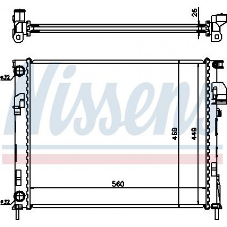Radiator. motorkoeling Motorradiator past. NISSAN PRIMASTAR OPEL VIVARO A RENAULT TRAFIC II 1.9D-2.0-2.0D VAUXHALL VIVARO A (X83), Bus, 08.2001 - 07.2014 Nissens 63025A