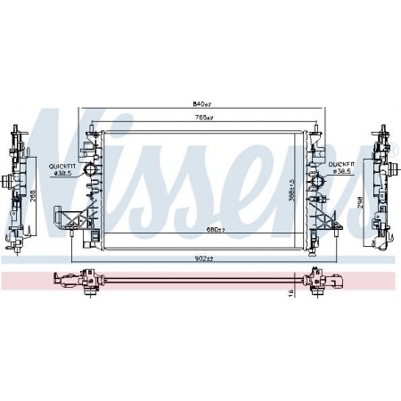 Radiator. motorkoeling Motorradiator past. OPEL ASTRA K 1.4 VAUXHALL ASTRA Mk VII (B16), Hatchback, 07.2015 - Nissens 630798