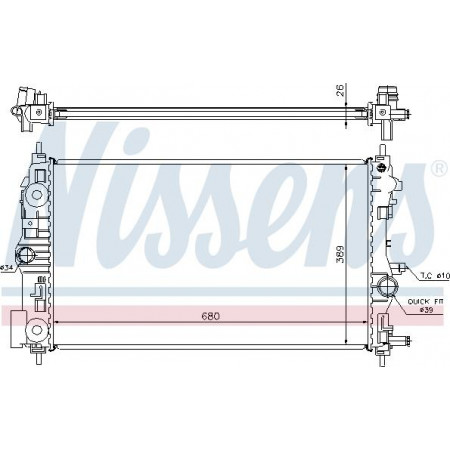 Radiator. motorkoeling Motorradiator past. OPEL INSIGNIA A ZAFIRA C 1.4-1.4LPG-1.6CNG VAUXHALL INSIGNIA Mk I (A) Sports Tourer (G09), Touring, 07.2008 - 05.2017 Nissens 630745