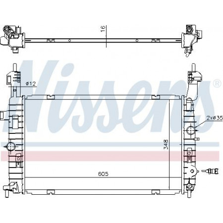 Termosifone. raffreddamento del motore Il radiatore del motore si adatta. OPEL MERIVA A 1.6 OPEL MERIVA A (X03), Furgone, 05.2003 - 05.2010 Nissens 630747